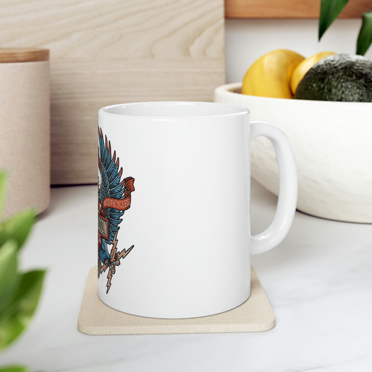 Harley Davidson Color Eagle - Ceramic Mug 11oz - White