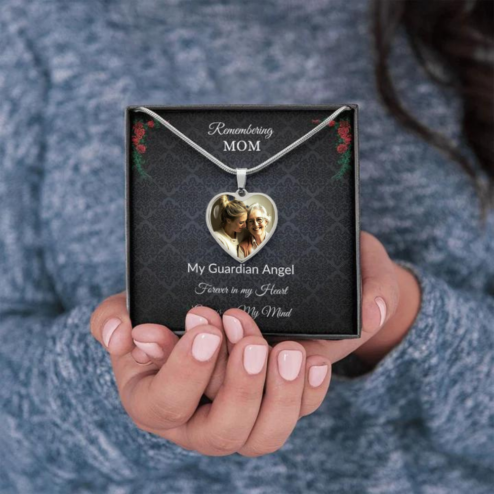 Remember Mom with a photo charm - blk