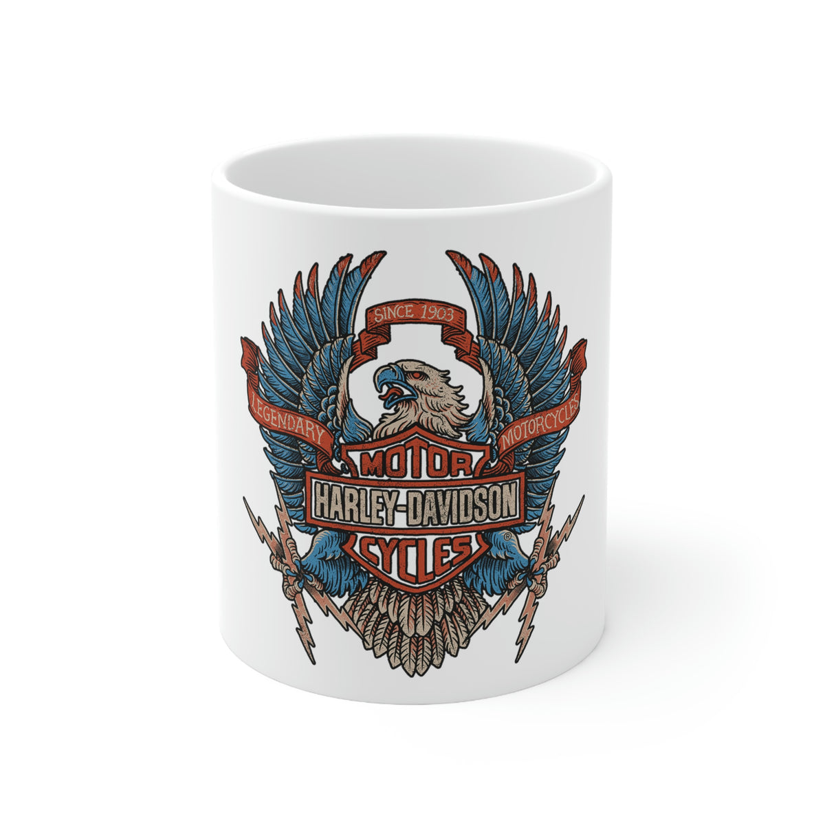 Harley Davidson Color Eagle - Ceramic Mug 11oz - White
