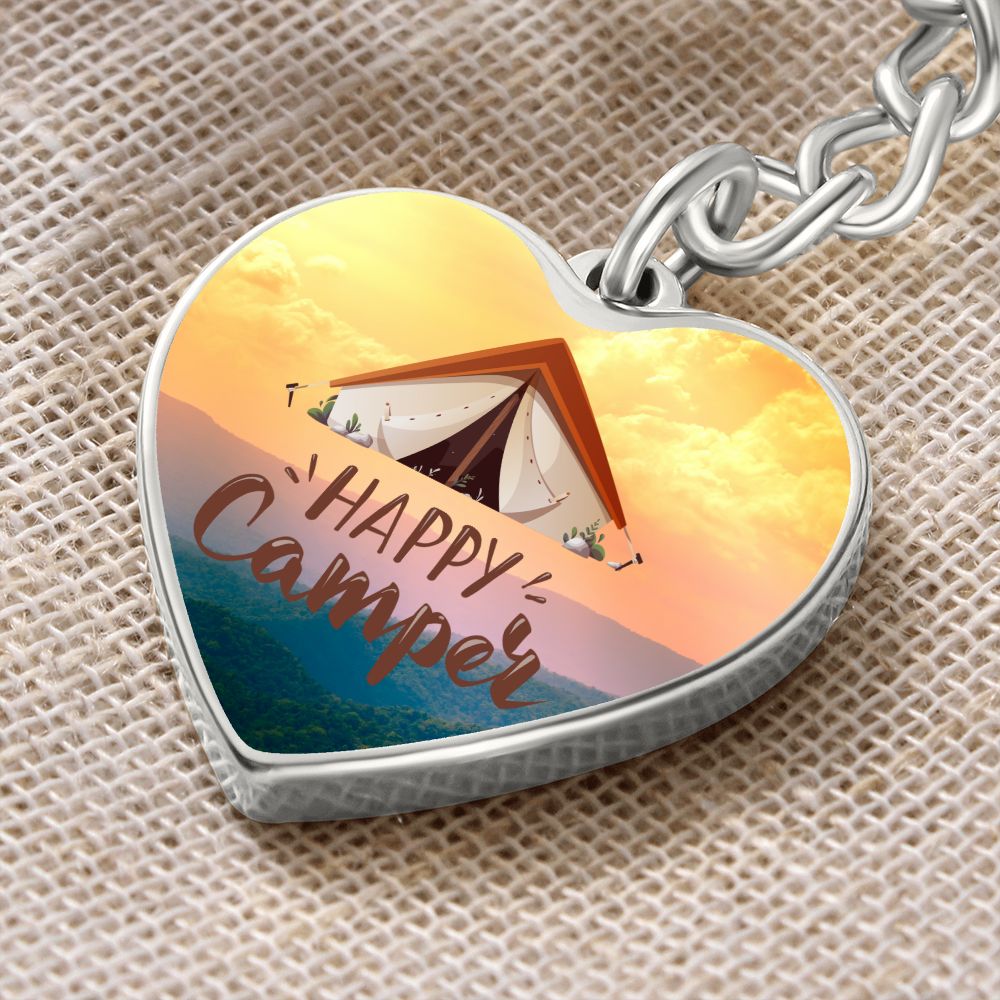 Happy Camper Key Chain - lets go camping