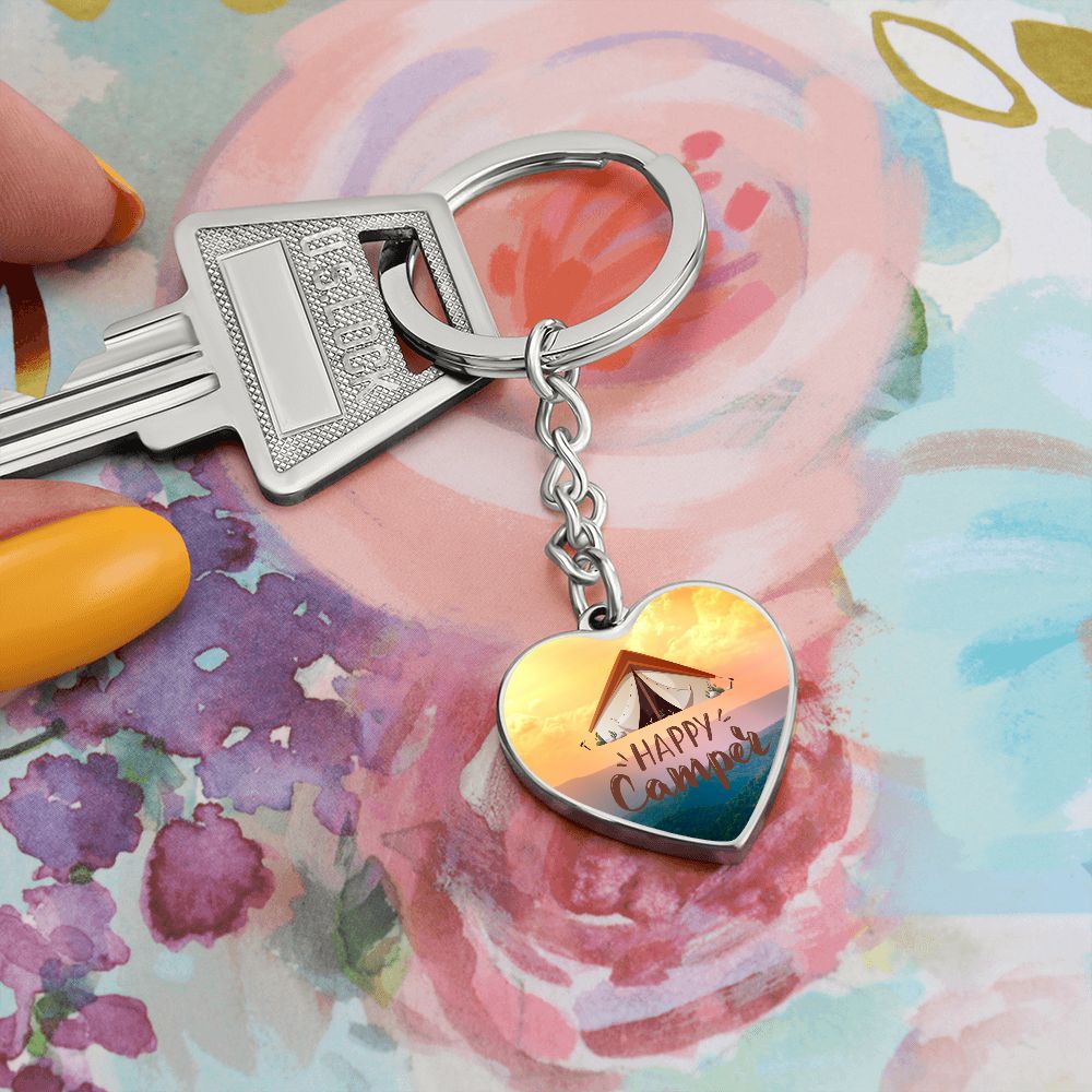 Happy Camper Key Chain - lets go camping