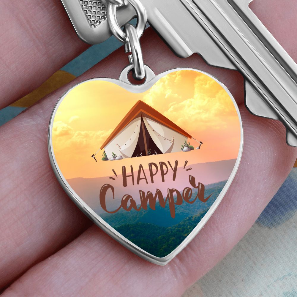 Happy Camper Key Chain - lets go camping