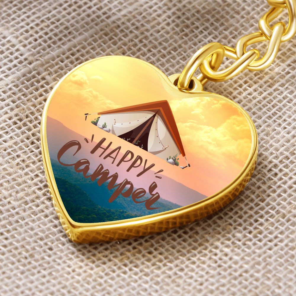 Happy Camper Key Chain - lets go camping