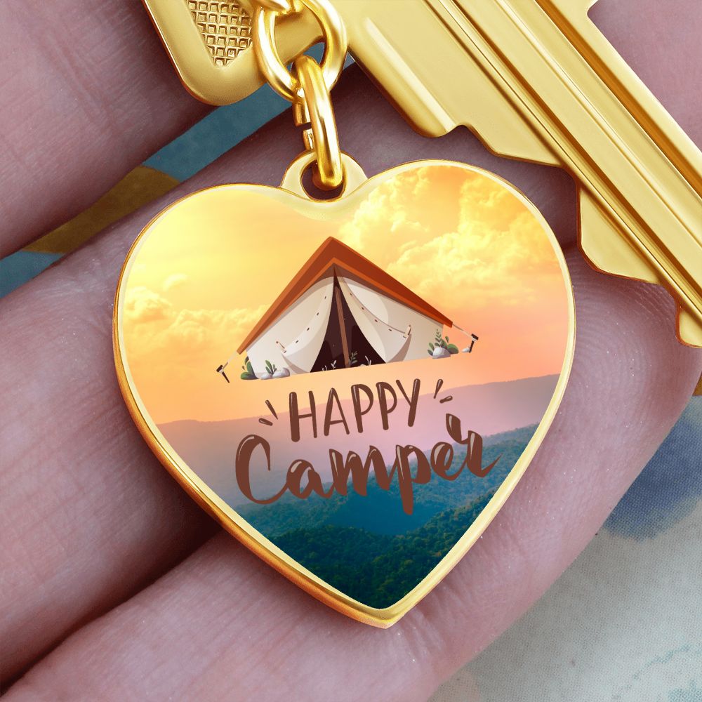 Happy Camper Key Chain - lets go camping