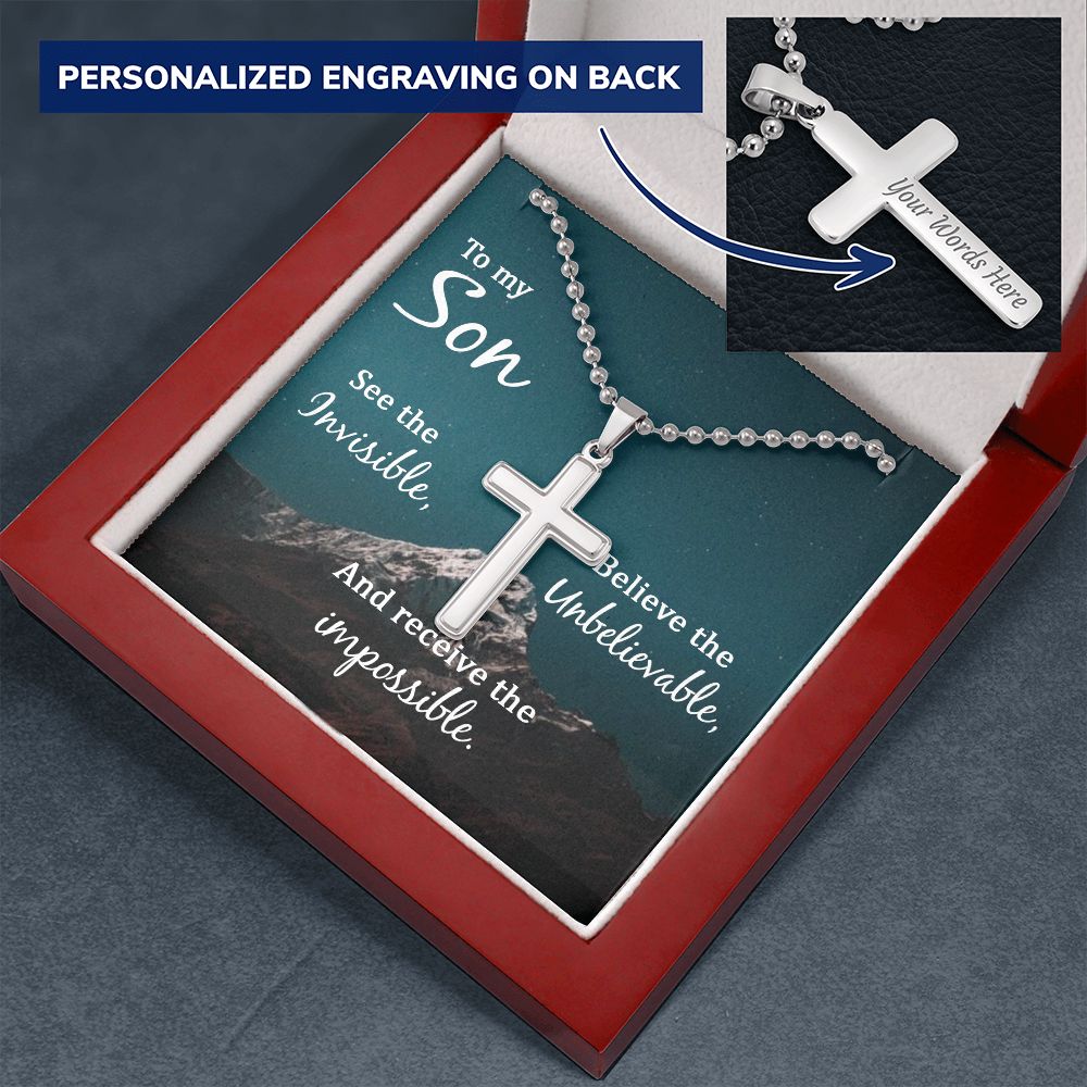 To my Son - Personalized Cross Necklace