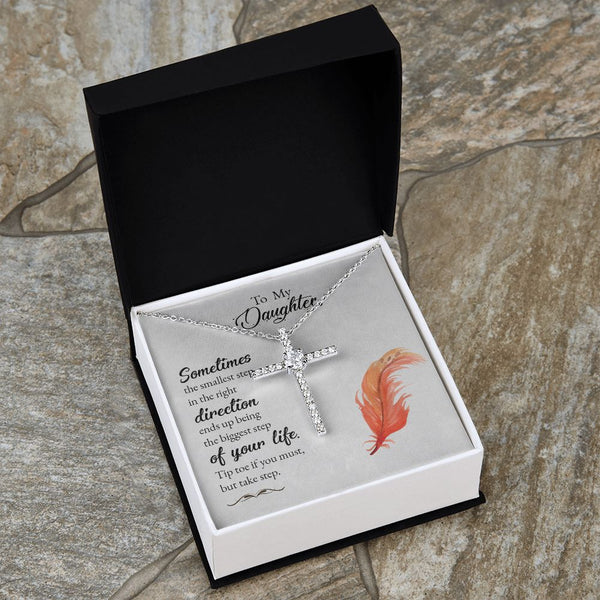 To my Daughter CZ Cross Necklace