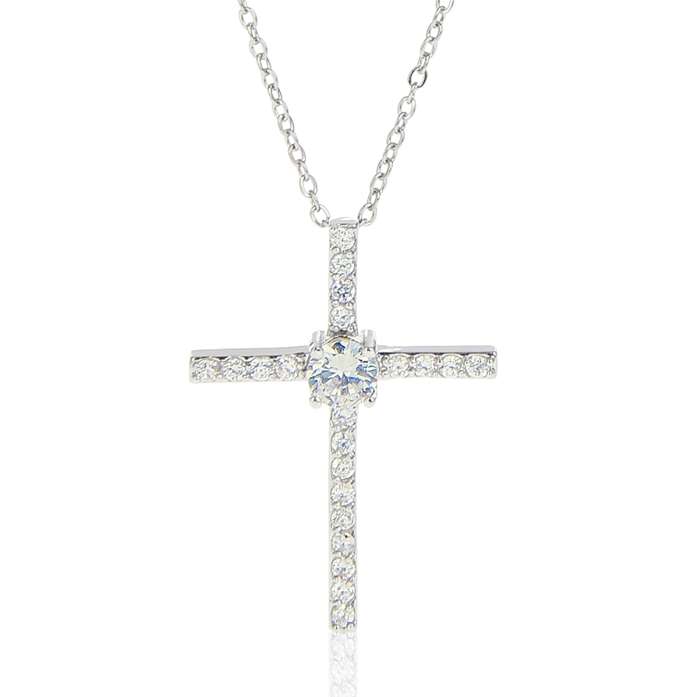 To my Daughter CZ Cross Necklace