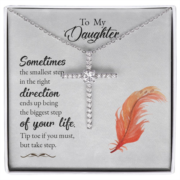 To my Daughter CZ Cross Necklace