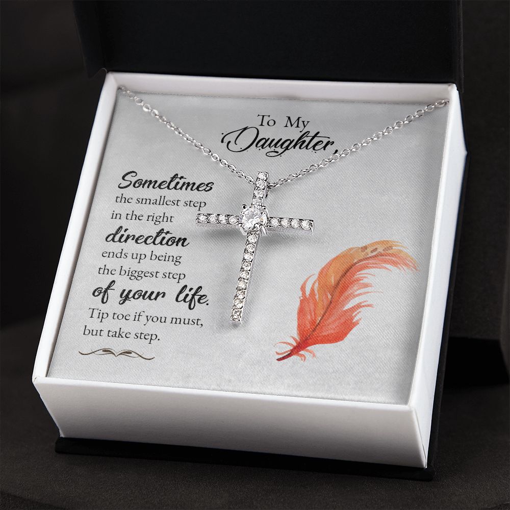 To my Daughter CZ Cross Necklace