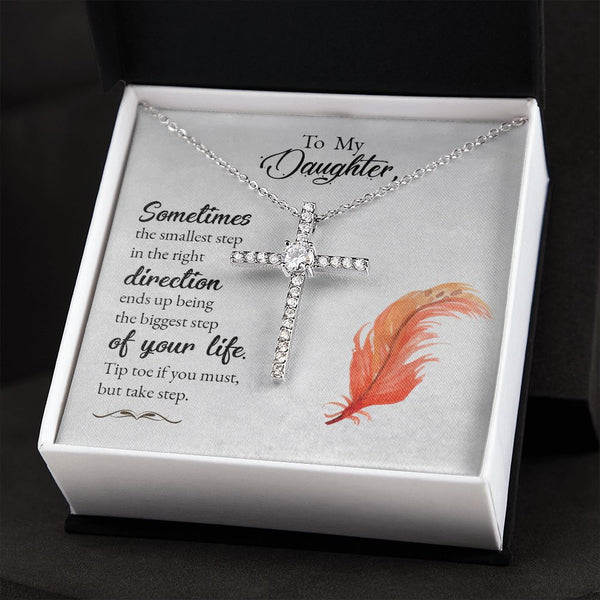 To my Daughter CZ Cross Necklace