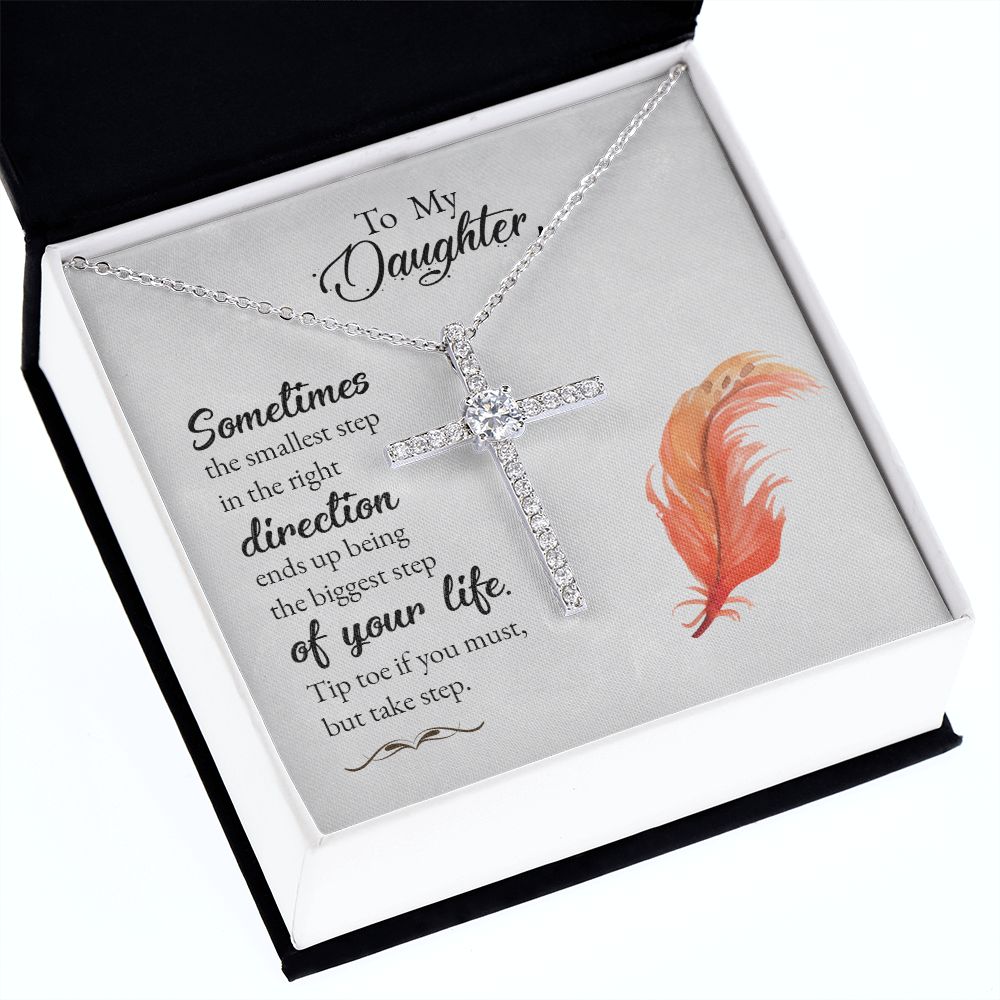 To my Daughter CZ Cross Necklace