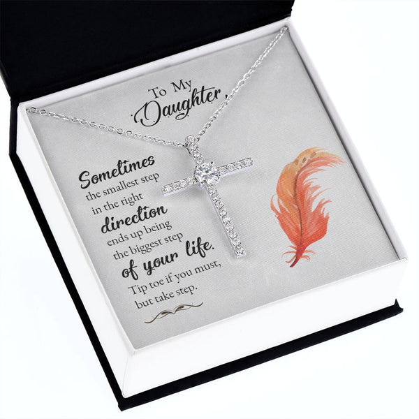 To my Daughter CZ Cross Necklace