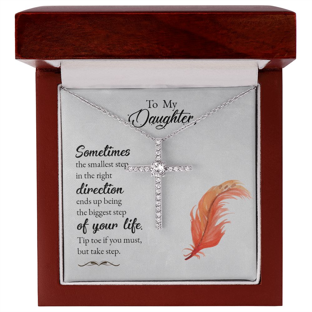 To my Daughter CZ Cross Necklace