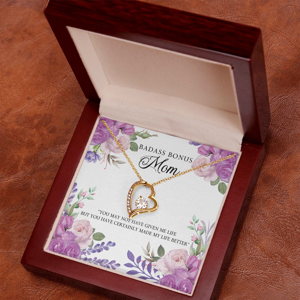 Badass Bonus Mom - Heart shaped pendant