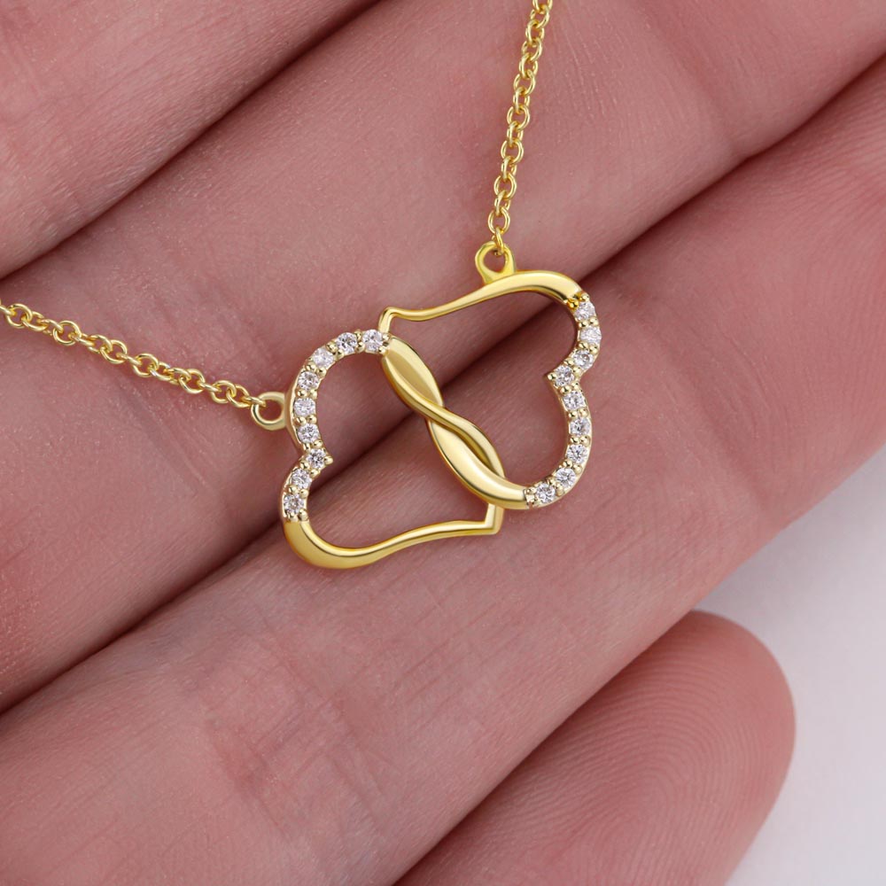 To Mom from Son - entangled hearts pendant SOLID 10K Gold w/18 Single Cut Diamonds (.07 CWT)