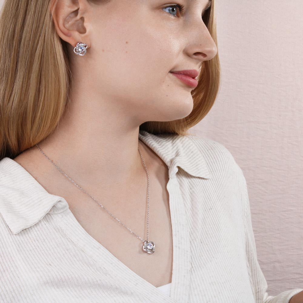 Loving Mom - Love knot pendant and ear rings
