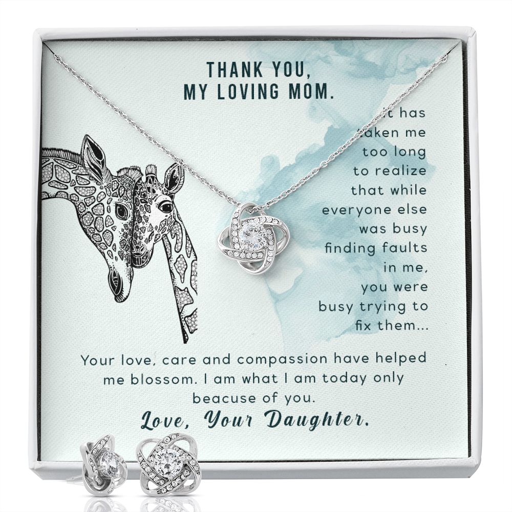 Loving Mom - Love knot pendant and ear rings
