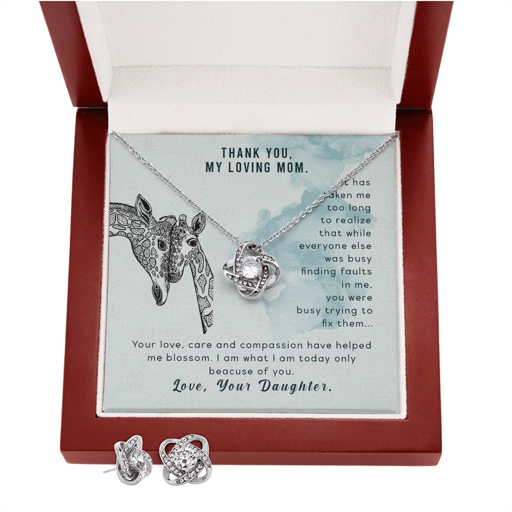 Loving Mom - Love knot pendant and ear rings