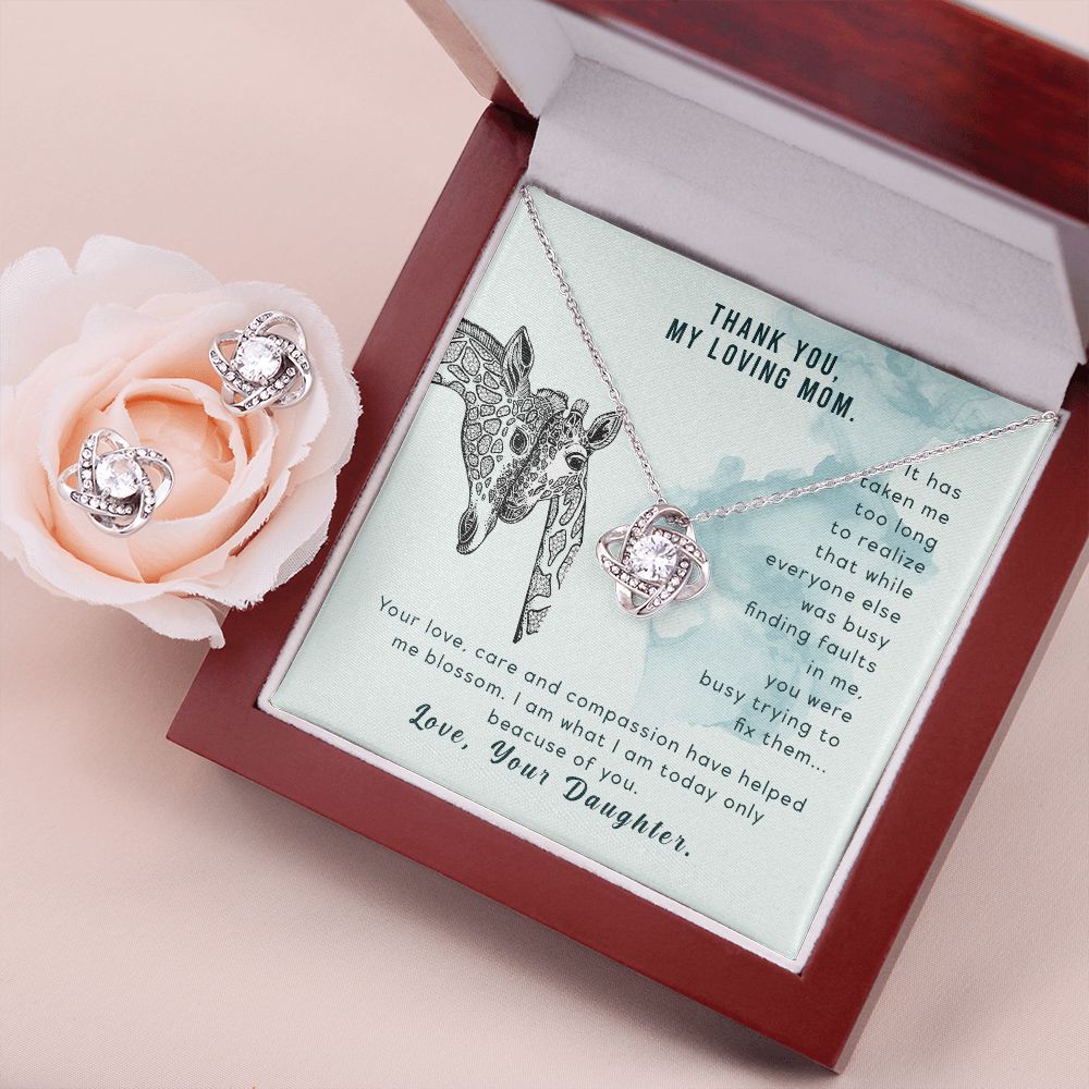 Loving Mom - Love knot pendant and ear rings