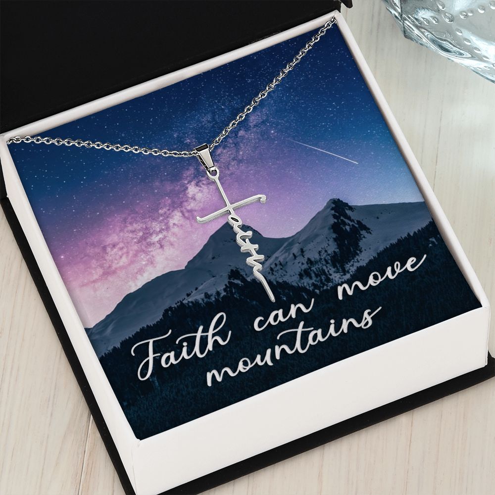 Faith Cross Necklace - Faith can move mountains