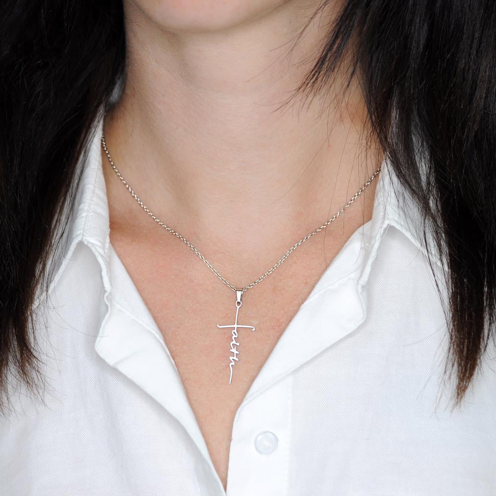 Faith Cross Necklace - Daughter Trust in the Lord
