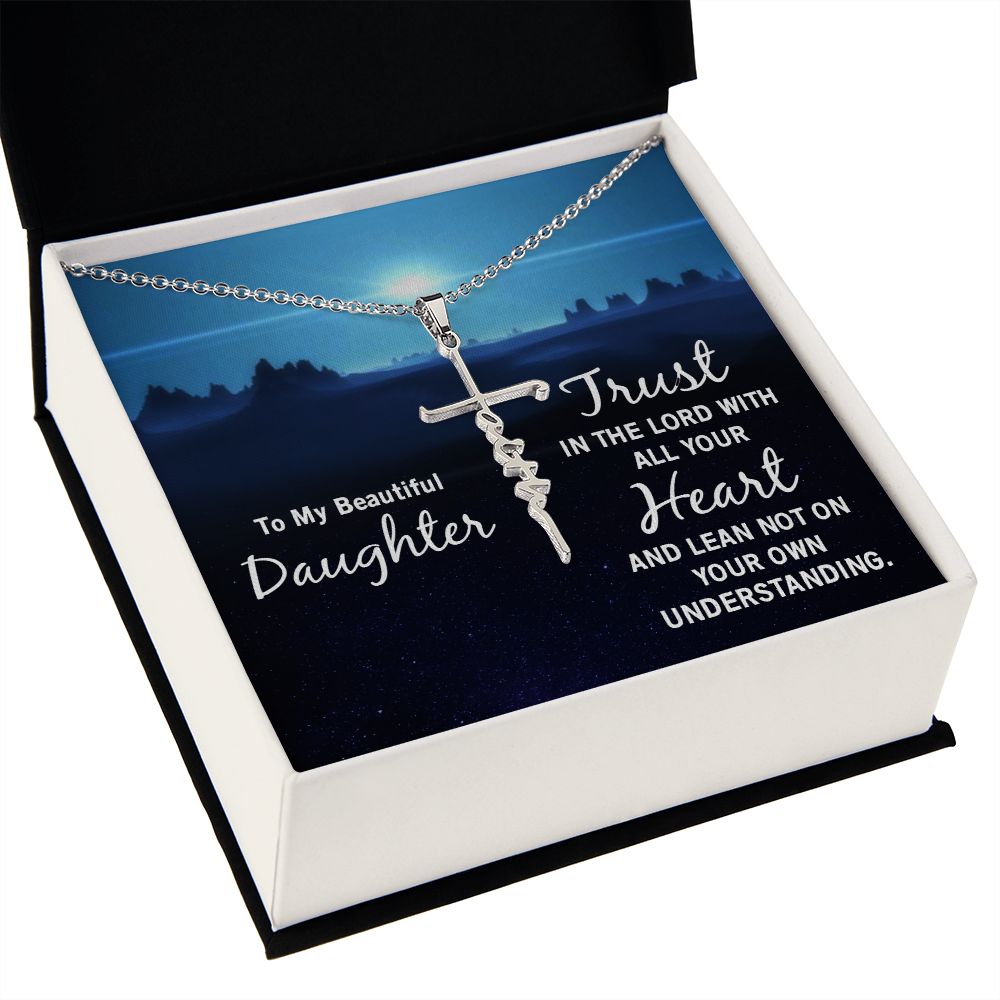 Faith Cross Necklace - Daughter Trust in the Lord