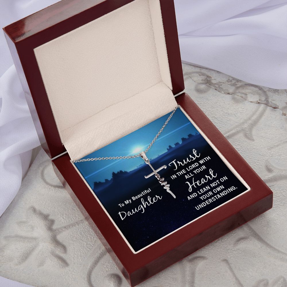 Faith Cross Necklace - Daughter Trust in the Lord