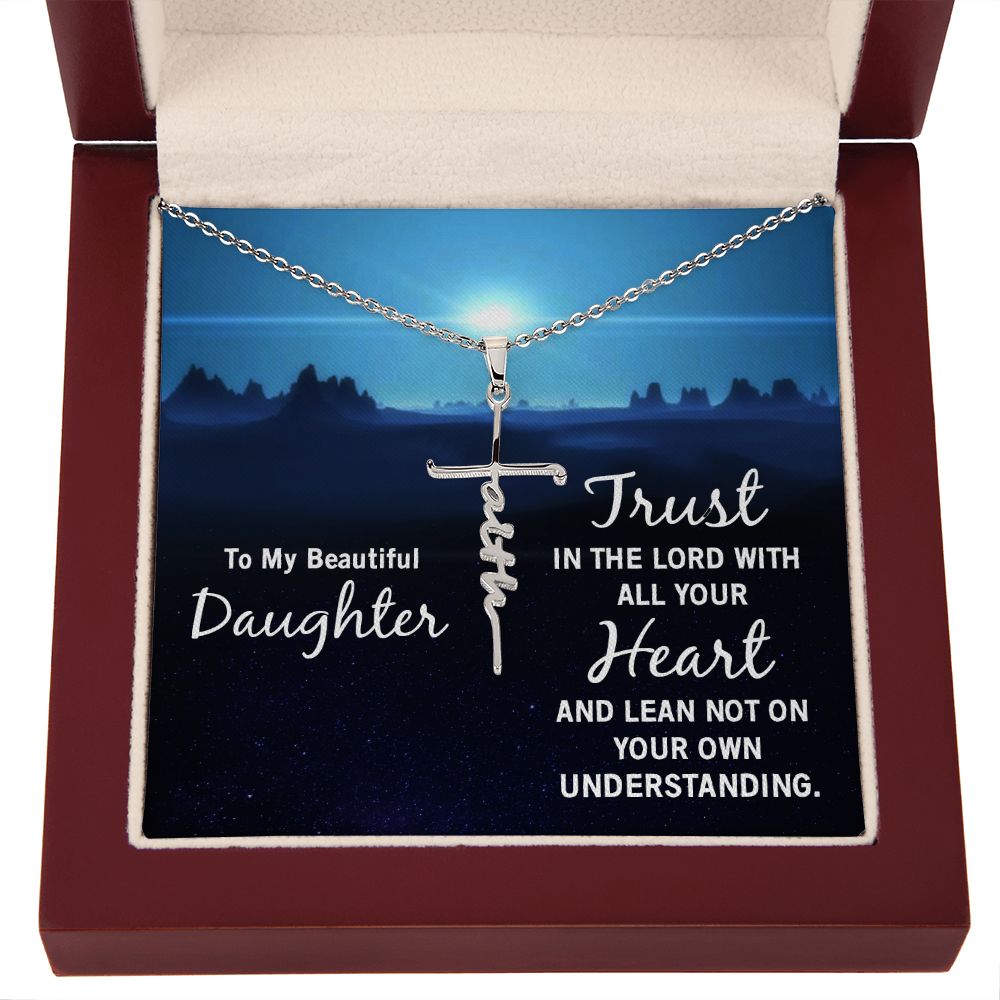 Faith Cross Necklace - Daughter Trust in the Lord