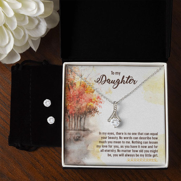 To My Daughter -  Alluring Beauty Necklace and Cubic Zirconia Earring Set