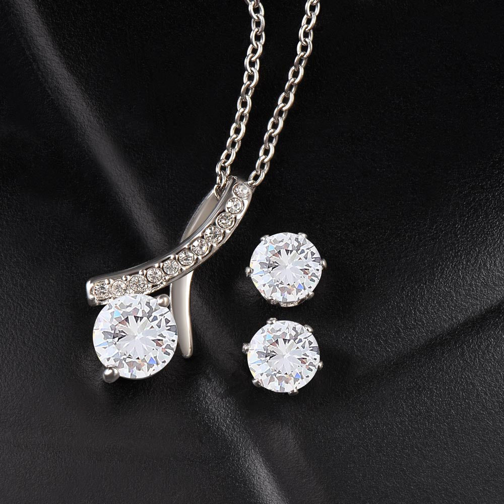 To My Daughter -  Alluring Beauty Necklace and Cubic Zirconia Earring Set