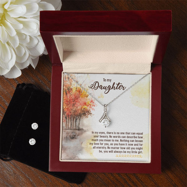 To My Daughter -  Alluring Beauty Necklace and Cubic Zirconia Earring Set