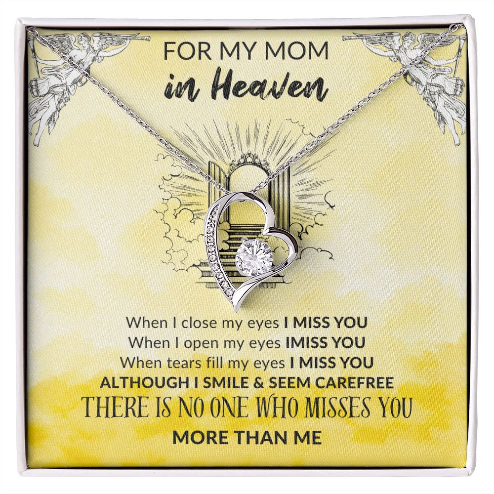 Mom in Heaven with Heart pendant - yellow