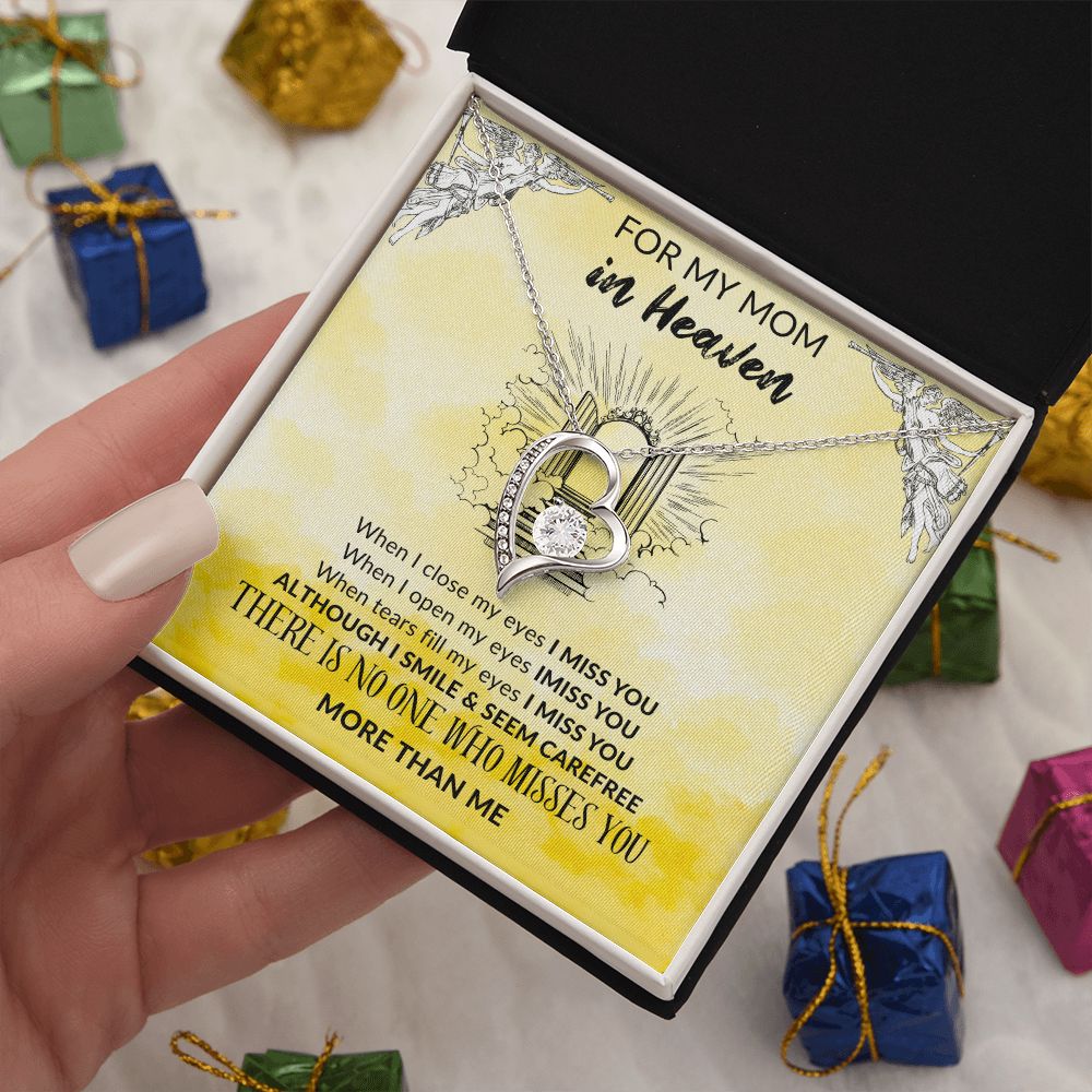 Mom in Heaven with Heart pendant - yellow