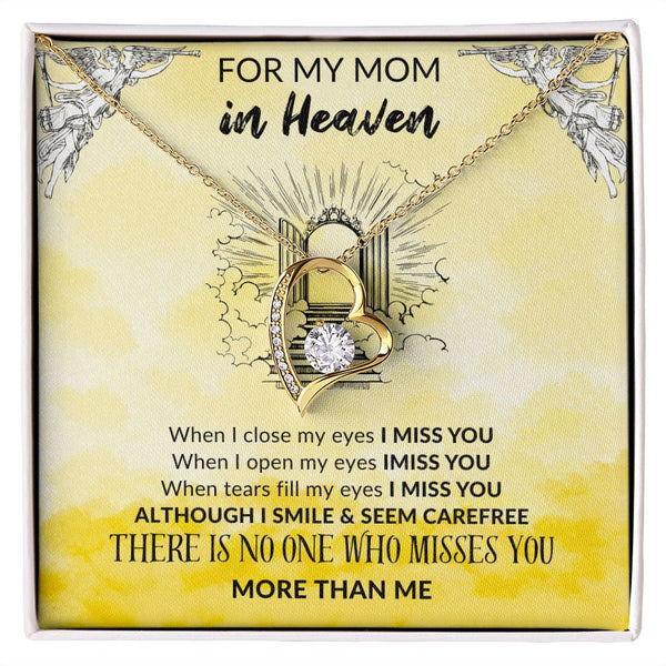 Mom in Heaven with Heart pendant - yellow