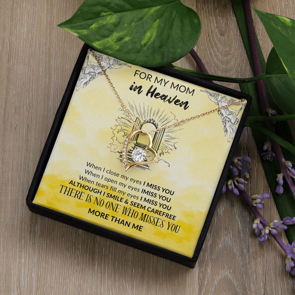 Mom in Heaven with Heart pendant - yellow