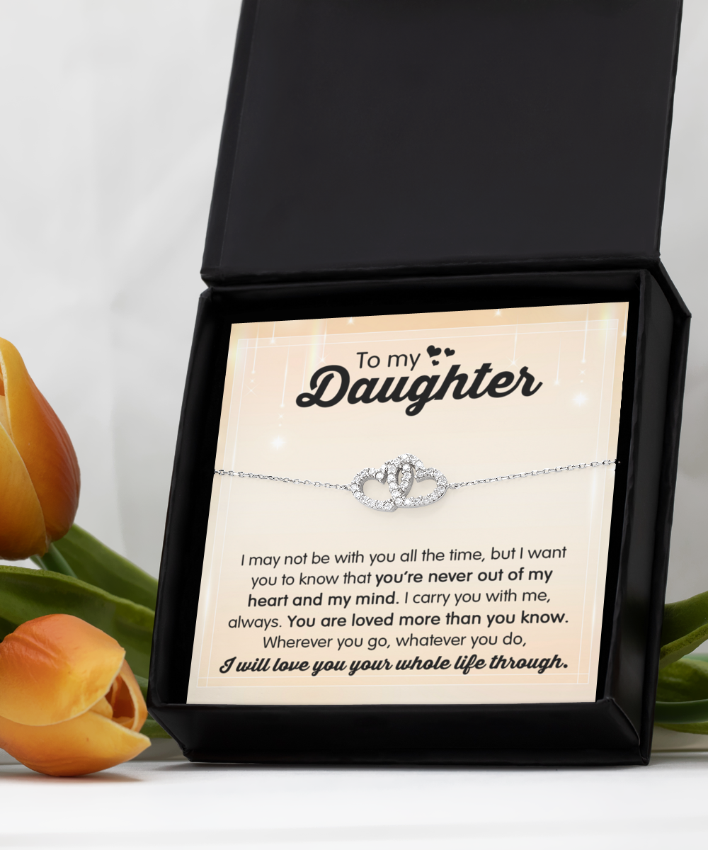 GB_Interlocking Hearts Bracelet to my Daughter you are loved than you will ever know