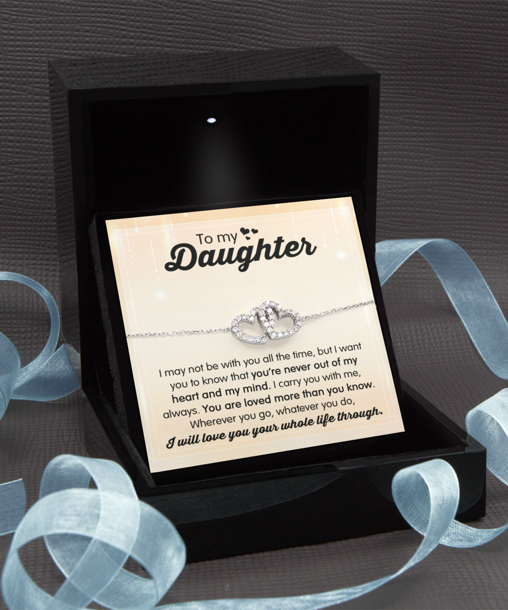 GB_Interlocking Hearts Bracelet to my Daughter you are loved than you will ever know