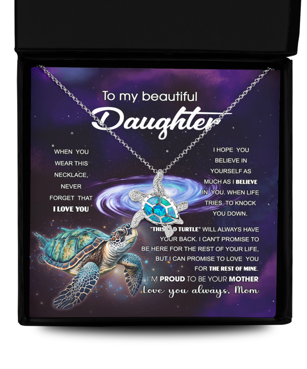 GB_Blue Opal Turtle Necklace (Daughter) Old Turtle (Mom) Has your Back