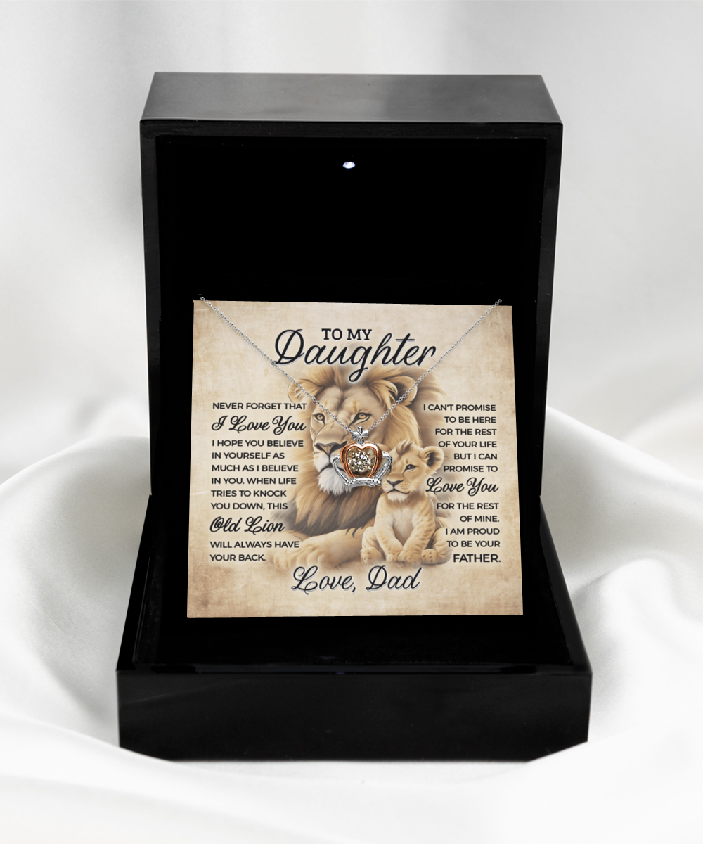 GB-Love from Old Lion to Cub Necklace for Daughter | Meaningful Gift for Her