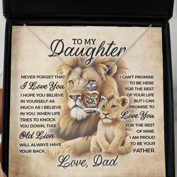 GB-Love from Old Lion to Cub Necklace for Daughter | Meaningful Gift for Her