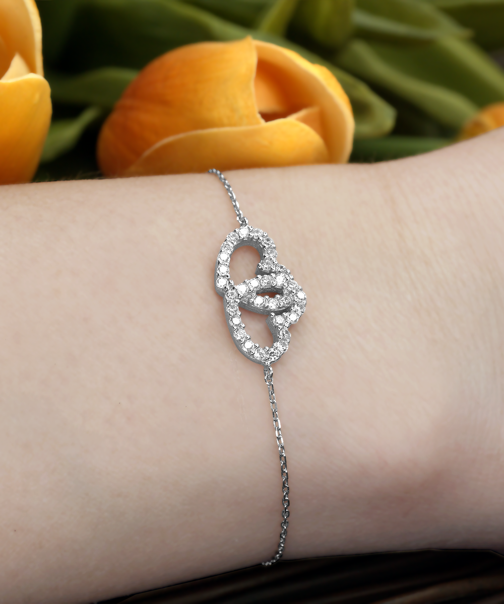 GB_Interlocking Hearts Bracelet to my Daughter you are loved than you will ever know