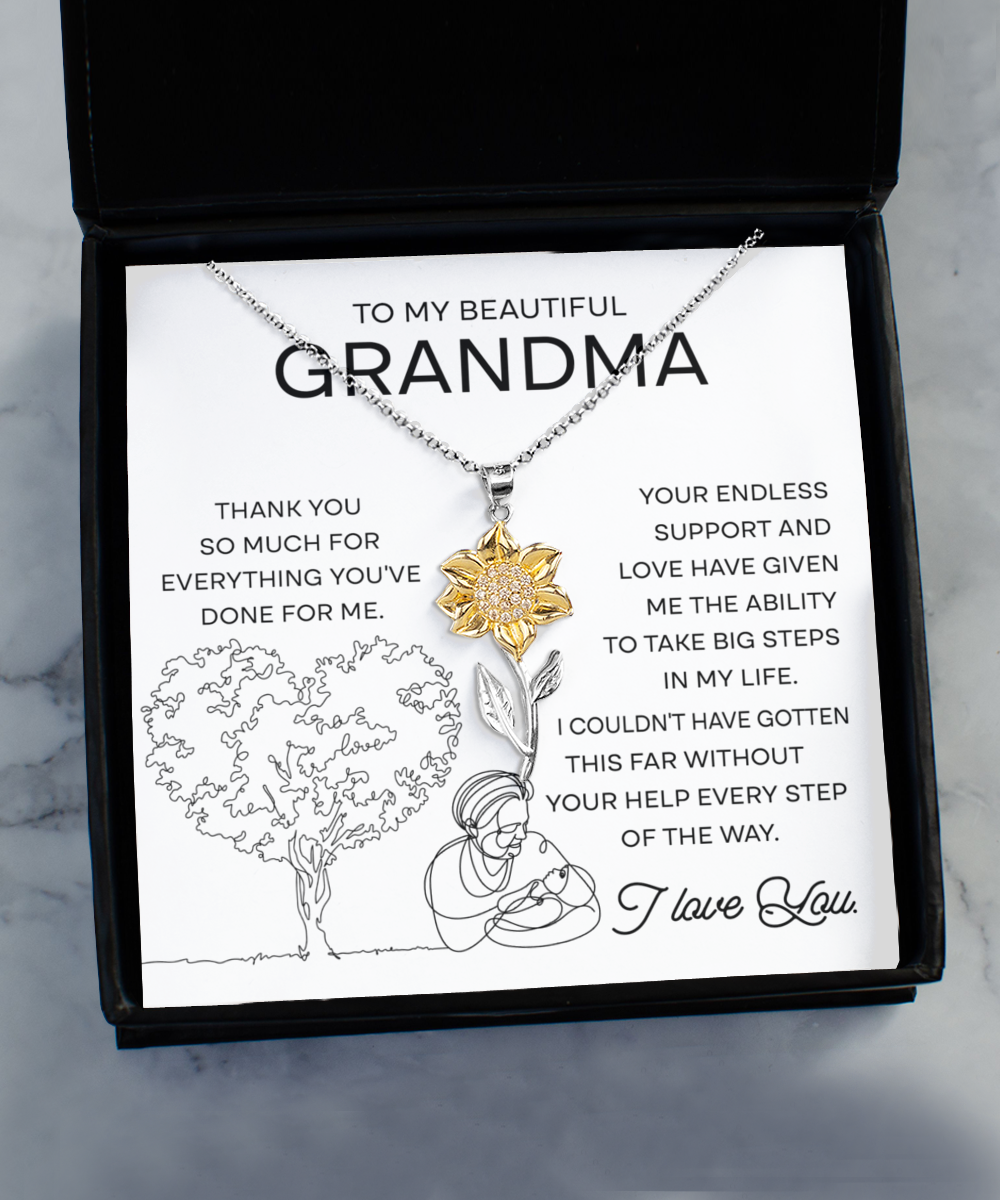 GB_Sunflower Necklace for Grandma - A Token of Endless Support
