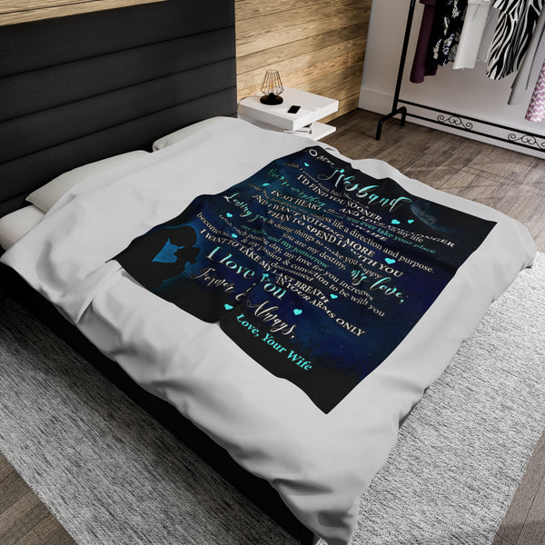 To My Husband, I wish I could turn back Time - Velveteen Plush Blanket