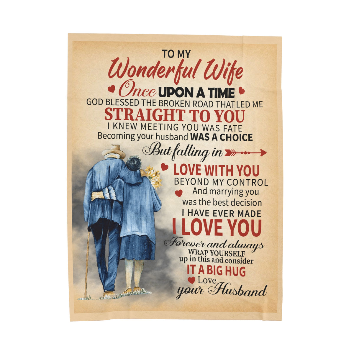 To my Wonderful Wife - God led me straight to you - Velveteen Plush Blanket