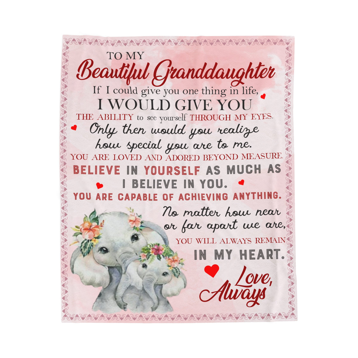 To My Granddaughter - Ability to see yourself through my eyes - Velveteen Plush Blanket