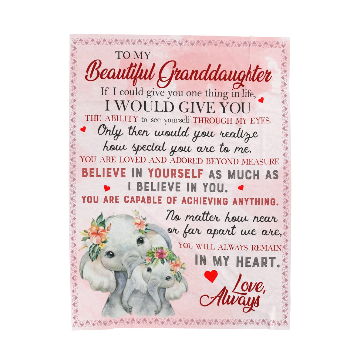 To My Granddaughter - Ability to see yourself through my eyes - Velveteen Plush Blanket