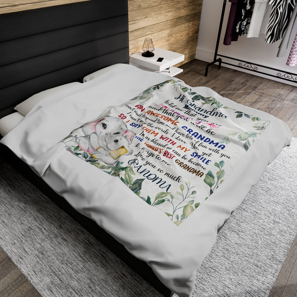 Hi Grandma - Mommy told me you were amazing - Velveteen Plush Blanket