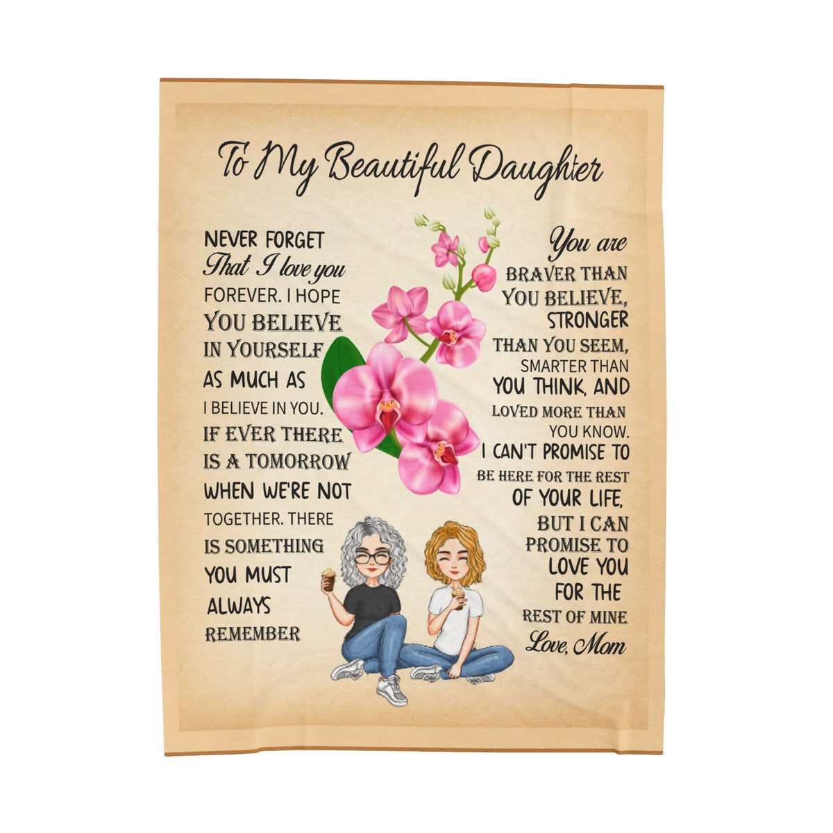 To my beautiful aughter never forget that I love you forever - Velveteen Plush Blanket