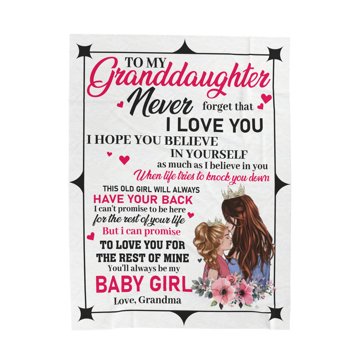 To My Granddaughter - Believe in yourself - Velveteen Plush Blanket