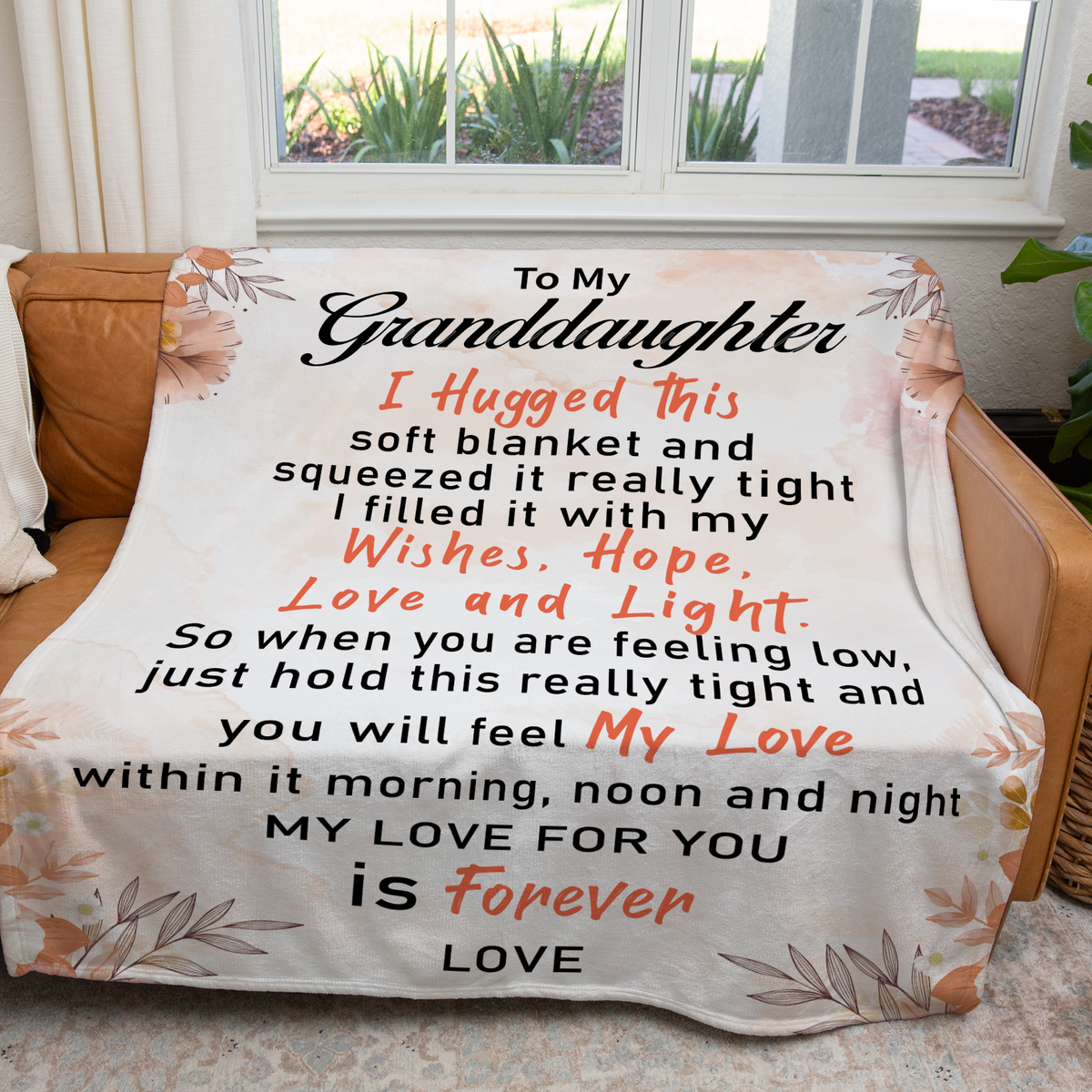 To My Granddaughter - I hugged this blanket tight - Velveteen Plush Blanket